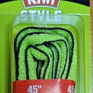 45" NEON SHOELACES KIWI STYLE FLUORESCENT YELLOW OVALS & BLACK EDGES 5 - 6 EYELE